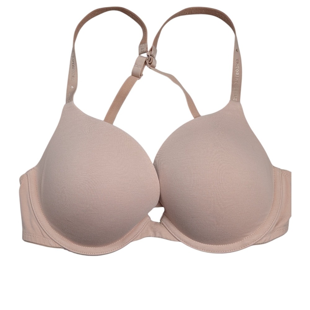 Victoria's Secret Plunge Underwire Multiway Racerback Bra Size 34D Beige Nude
